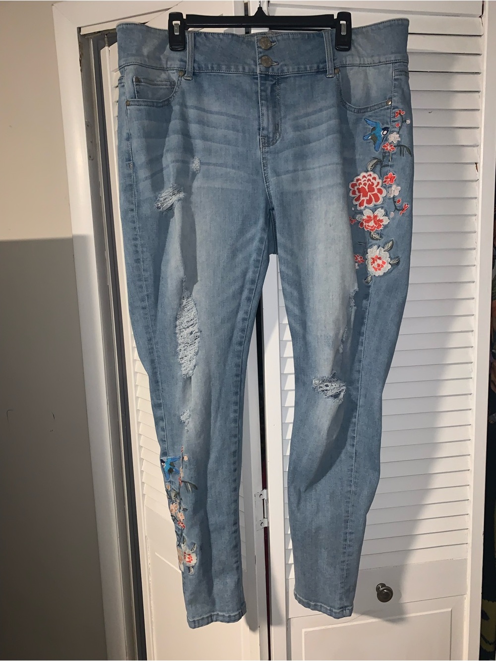 RWN by Rawan Plus Size Women’s Embroidered Distressed Skinny Jeans